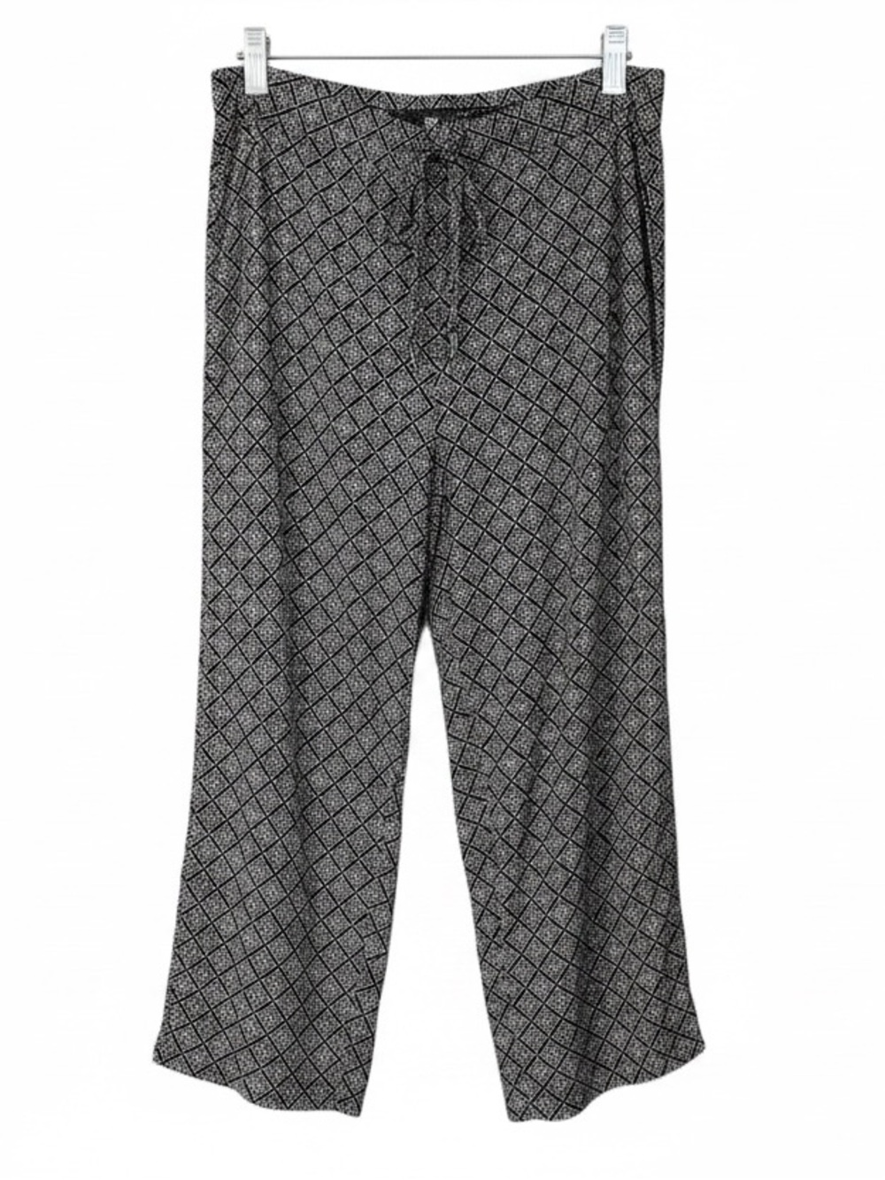 Jones New York Black & White Geometric Print Flowy Palazzo Wide-Leg Pants EUC